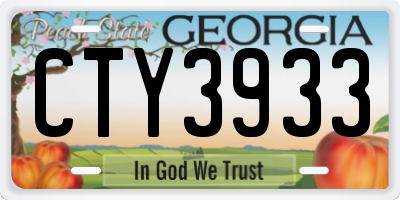 GA license plate CTY3933