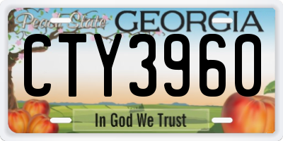 GA license plate CTY3960