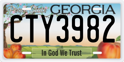 GA license plate CTY3982