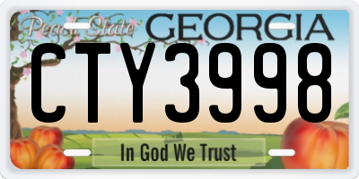 GA license plate CTY3998