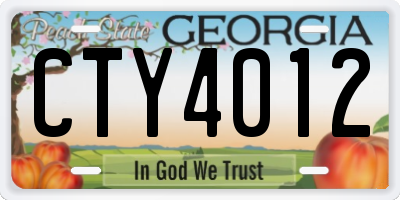 GA license plate CTY4012