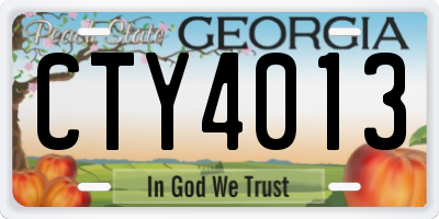 GA license plate CTY4013