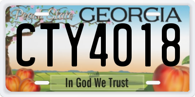 GA license plate CTY4018