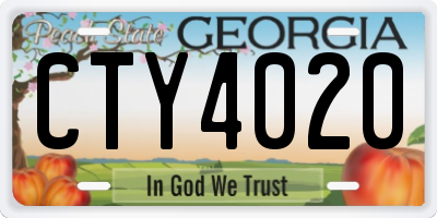 GA license plate CTY4020