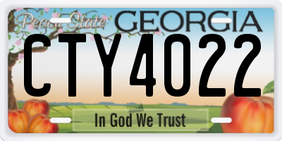 GA license plate CTY4022