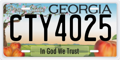 GA license plate CTY4025