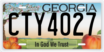 GA license plate CTY4027