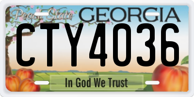 GA license plate CTY4036