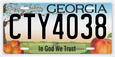 GA license plate CTY4038