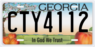 GA license plate CTY4112