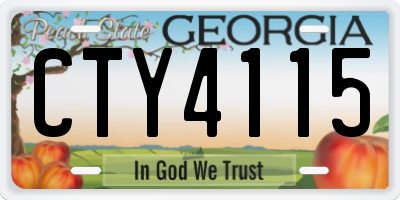 GA license plate CTY4115