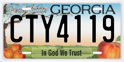 GA license plate CTY4119