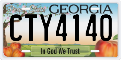 GA license plate CTY4140