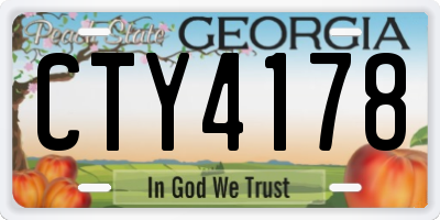 GA license plate CTY4178