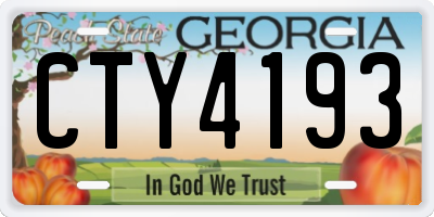 GA license plate CTY4193