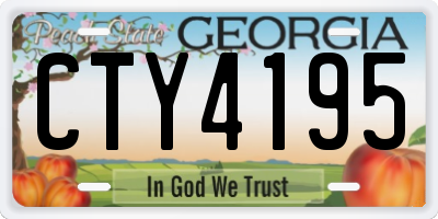 GA license plate CTY4195
