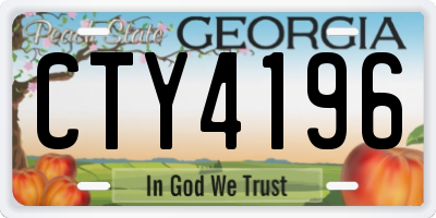 GA license plate CTY4196
