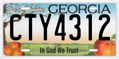 GA license plate CTY4312