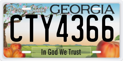 GA license plate CTY4366
