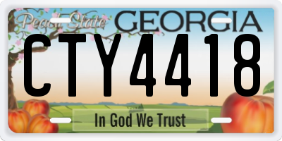 GA license plate CTY4418