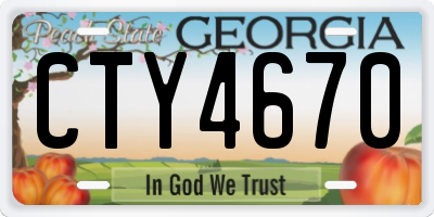 GA license plate CTY4670