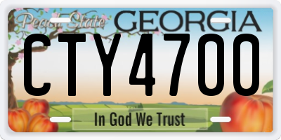 GA license plate CTY4700