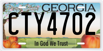 GA license plate CTY4702