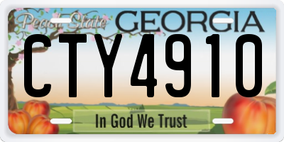 GA license plate CTY4910