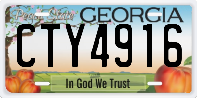 GA license plate CTY4916