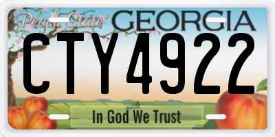 GA license plate CTY4922