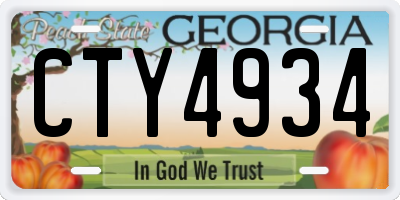 GA license plate CTY4934