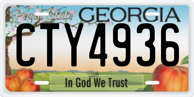 GA license plate CTY4936