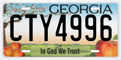 GA license plate CTY4996