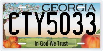 GA license plate CTY5033