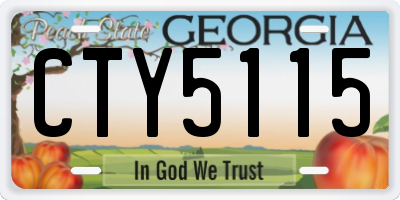 GA license plate CTY5115