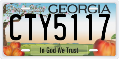 GA license plate CTY5117