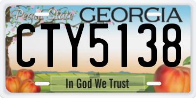 GA license plate CTY5138