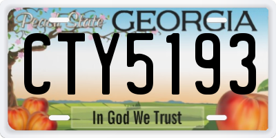GA license plate CTY5193