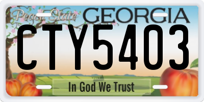 GA license plate CTY5403