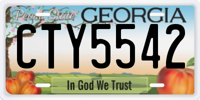 GA license plate CTY5542