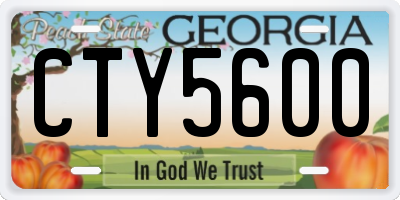GA license plate CTY5600