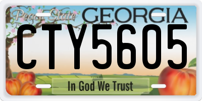 GA license plate CTY5605