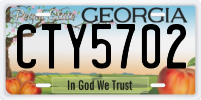 GA license plate CTY5702