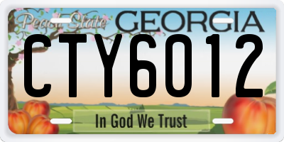 GA license plate CTY6012