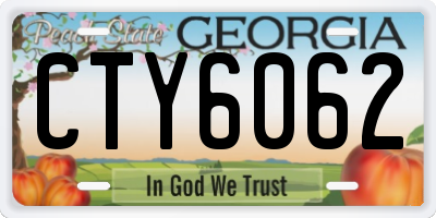 GA license plate CTY6062