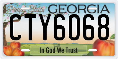 GA license plate CTY6068