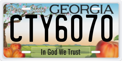 GA license plate CTY6070