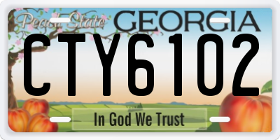 GA license plate CTY6102
