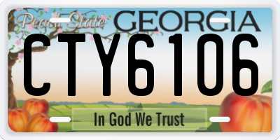 GA license plate CTY6106