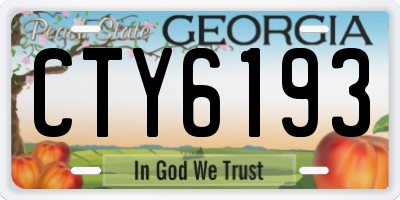 GA license plate CTY6193